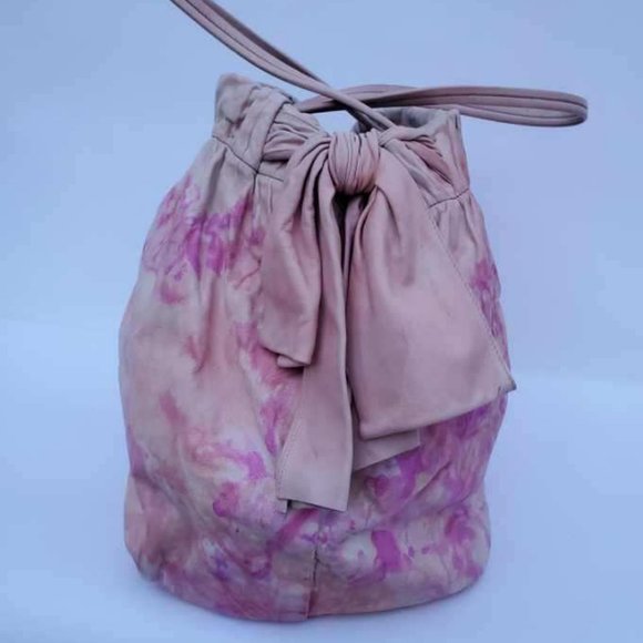 Prada nappa leather hobo bag beige peach ivory Pink double handle Tote tie dyed - Picture 7 of 16